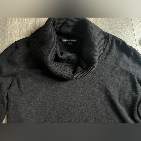 Cable & gauge Cowl neck turtleneck sweater in black size L - Picture 2 of 5